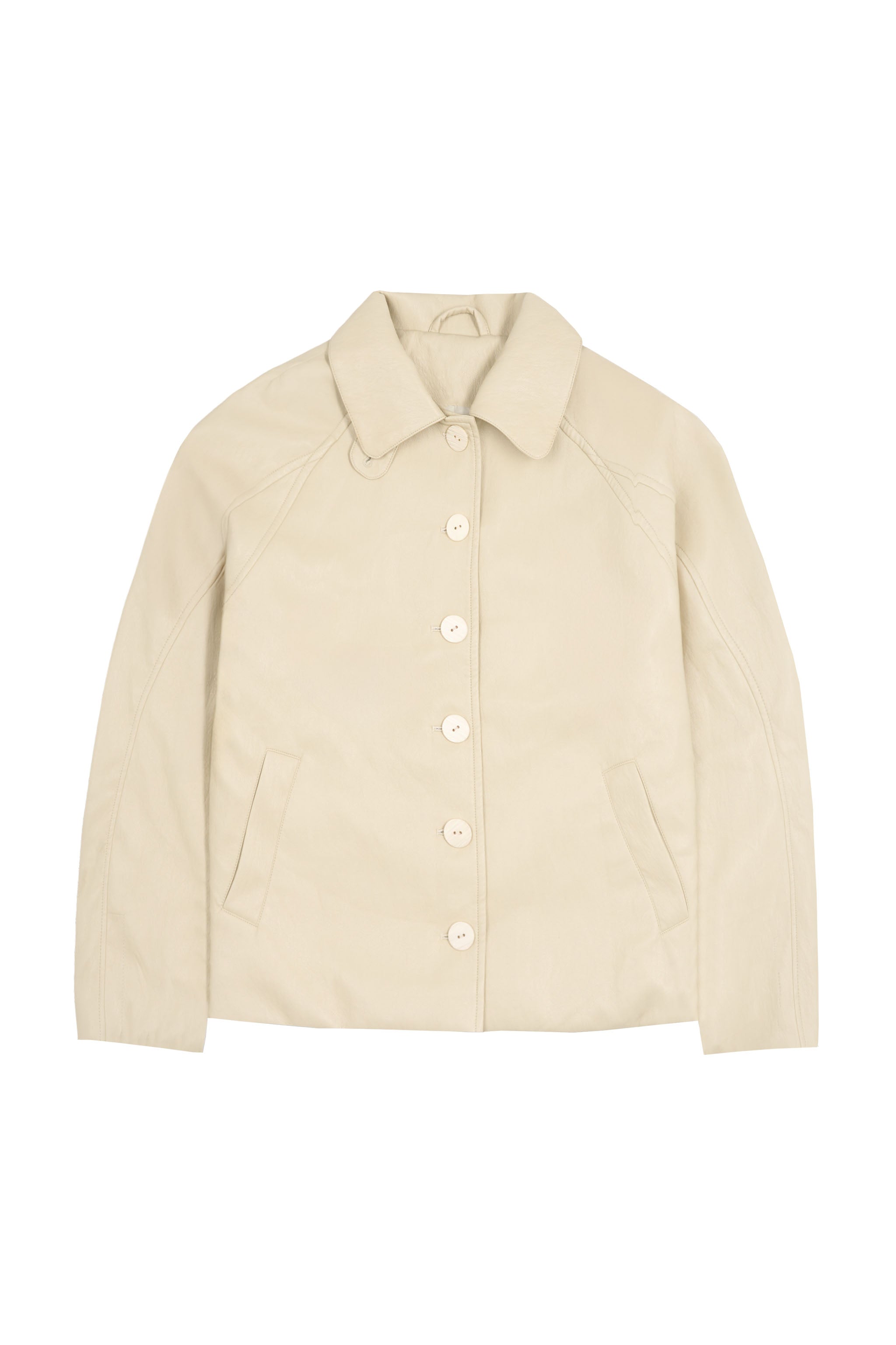 Hollies Classic Faux Leather Jacket in Sand